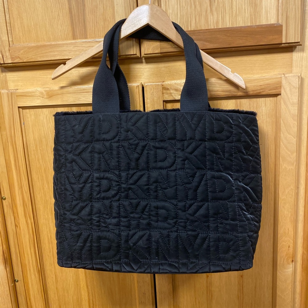 DKNY Roni Black Quilted Tote Bag Reversible NWT